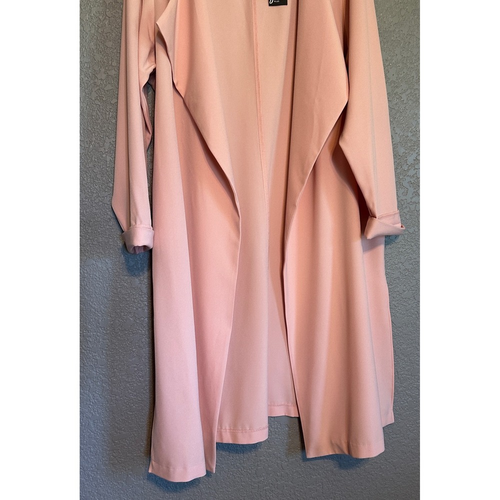 GNW Womens Plus Size 2X Peach Pink Open Front Draped Trench Coat Jacket NWT - Picture 4 of 14